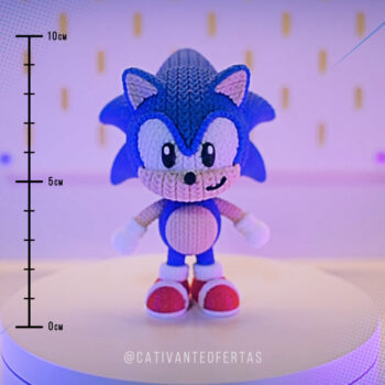 Sonic Amigurumi 3D – Boneco Decorativo Estilo Crochê