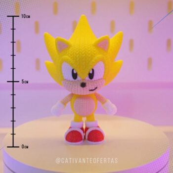 Super Sonic Amigurumi 3D – Boneco Decorativo Estilo Crochê